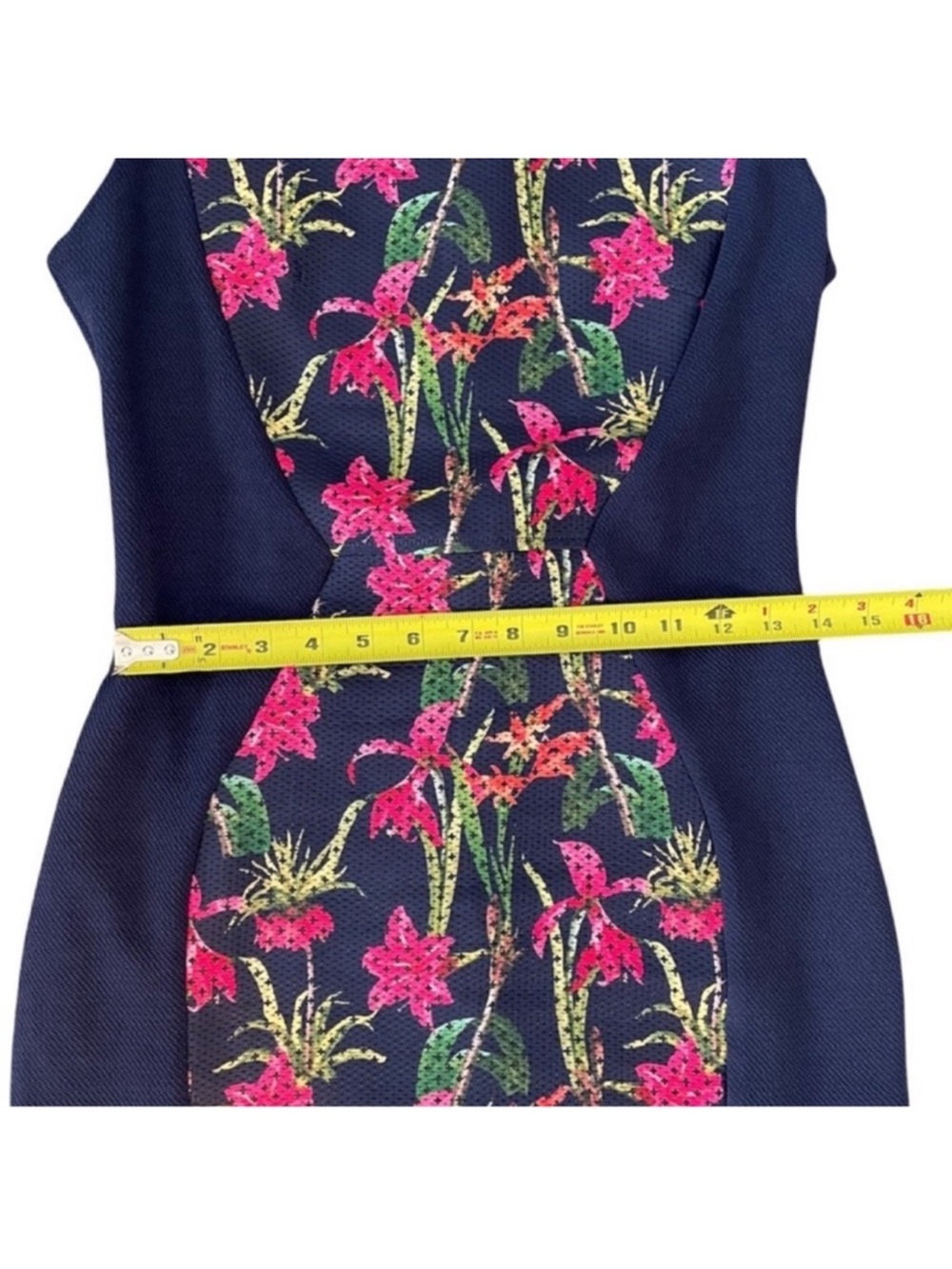 Pink Martini the tropical dress shortsleeved floral print navy dress size small - Picture 12 of 16